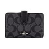 コーチ アウトレット 二つ折り財布 レディース シグネチャー ミディアム コーナー ジップ ウォレット ブラック COACH OUTLET F23553 SVDK6