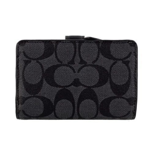 コーチ アウトレット 二つ折り財布 レディース シグネチャー ミディアム コーナー ジップ ウォレット ブラック COACH OUTLET F23553 SVDK6