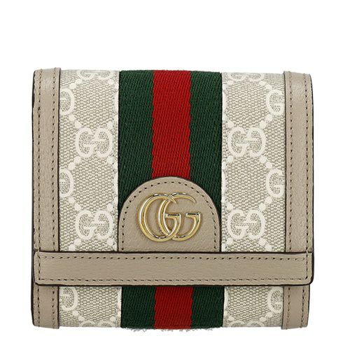 グッチ 二つ折り財布 レディース オフィディア GG カードケース ウォレット ベージュ GUCCI 598662 UULAG 9682 ベージュ＆ホワイト