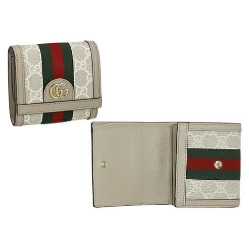 グッチ 二つ折り財布 レディース オフィディア GG カードケース ウォレット ベージュ GUCCI 598662 UULAG 9682 ベージュ＆ホワイト