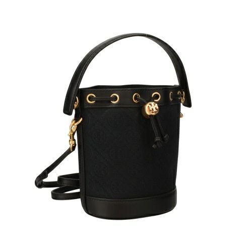 トリーバーチ ショルダーバッグ レディース モノグラム ミニバケットバッグ クロスボディ ドローストリング ブラック TORY BURCH 152130 001