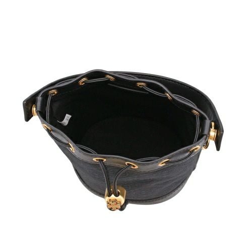 トリーバーチ ショルダーバッグ レディース モノグラム ミニバケットバッグ クロスボディ ドローストリング ブラック TORY BURCH 152130 001
