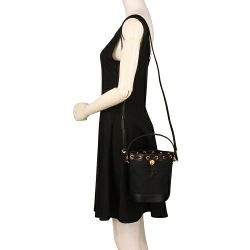 トリーバーチ ショルダーバッグ レディース モノグラム ミニバケットバッグ クロスボディ ドローストリング ブラック TORY BURCH 152130 001