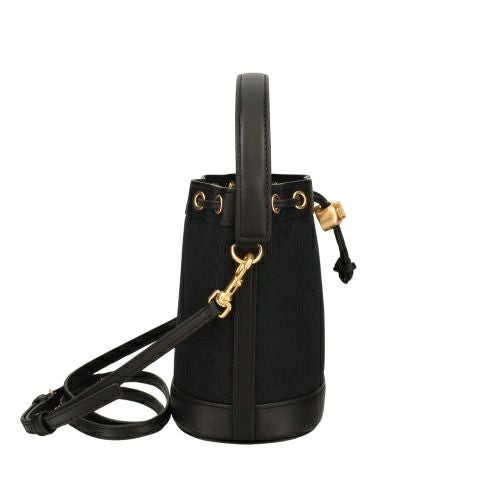 トリーバーチ ショルダーバッグ レディース モノグラム ミニバケットバッグ クロスボディ ドローストリング ブラック TORY BURCH 152130 001