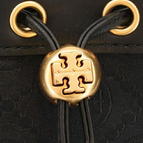 トリーバーチ ショルダーバッグ レディース モノグラム ミニバケットバッグ クロスボディ ドローストリング ブラック TORY BURCH 152130 001