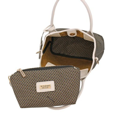 プリニオ ヴィソナ ハンドバッグ レディース ブラック PLINIO VISONA 24935 NERO/LATTE