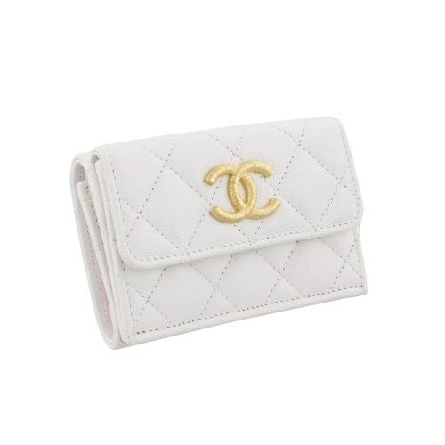 シャネル 三つ折り財布 レディース ココマーク ホワイト CHANEL AP3518