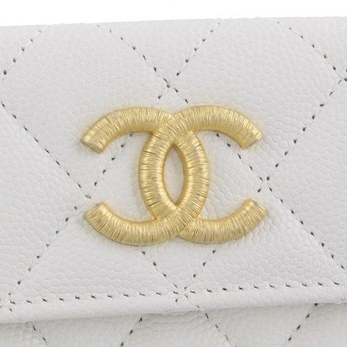 シャネル 三つ折り財布 レディース ココマーク ホワイト CHANEL AP3518