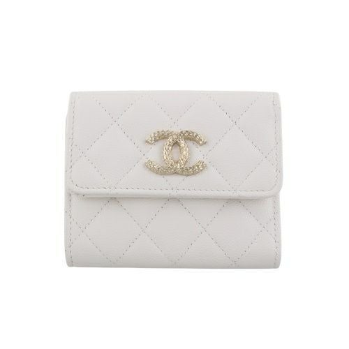 シャネル 三つ折り財布 レディース ココマーク ホワイト CHANEL AP4250 B18212 10601
