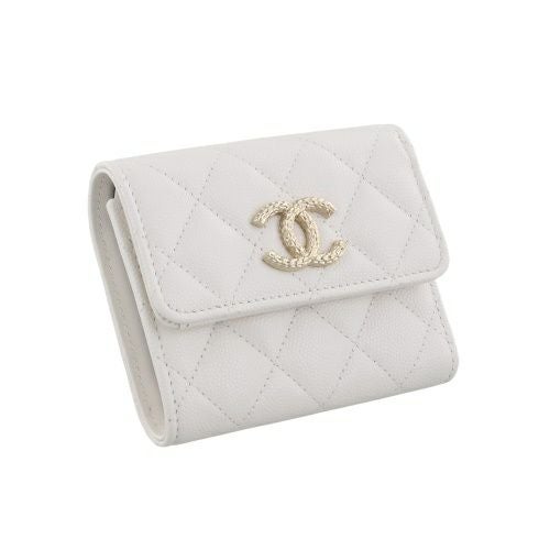 シャネル 三つ折り財布 レディース ココマーク ホワイト CHANEL AP4250