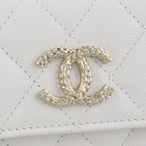 シャネル 三つ折り財布 レディース ココマーク ホワイト CHANEL AP4250