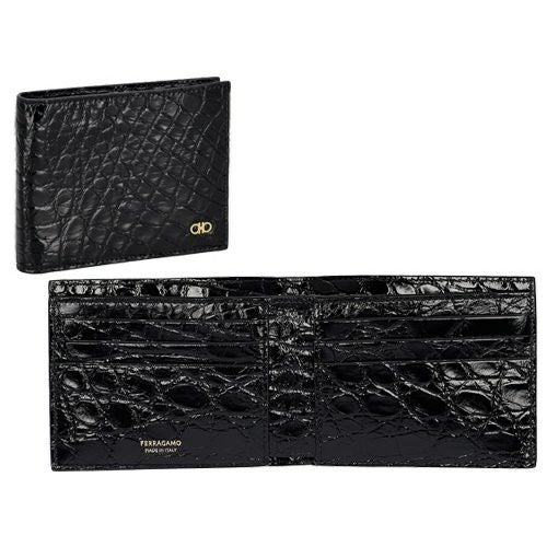 フェラガモ 二つ折り財布 メンズ ブラック FERRAGAMO 661451 776198
