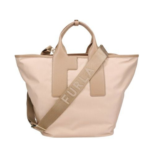 フルラ ハンドバッグ レディース ピューマ カラーブロック リサイクル ナイロン ラージ トートバッグ ベージュ FURLA WB01249 BX3050 3178S