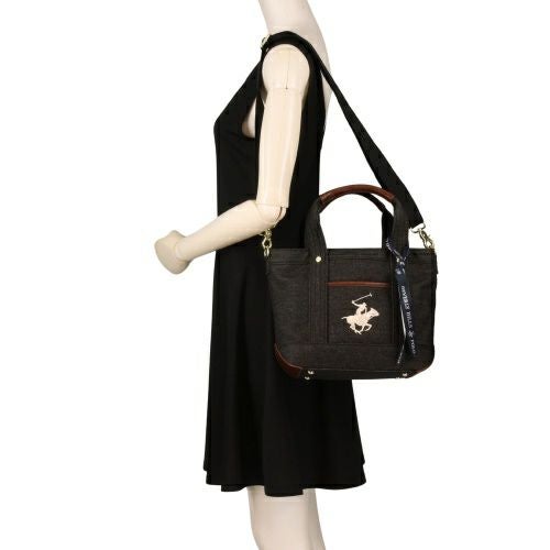 ビバリーヒルズポロクラブ ハンドバッグ レディース ブラック BEVERLY HILLS POLO CLUB BH1006N DBK/DBK/IV