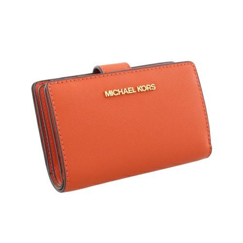 マイケルコース 二つ折り財布 レディース ジェット セット トラベル レザー ビルフォールド ジップ コインウォレット オレンジ MICHAEL KORS 35F7GTVF2L RED CLAY