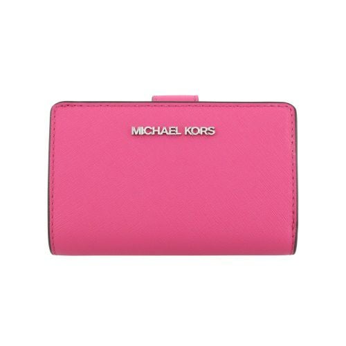 マイケルコース 二つ折り財布 レディース ジェット セット トラベル レザー ビルフォールド ジップ コインウォレット ピンク MICHAEL KORS 35R4STVF6L DRAGONFRUIT