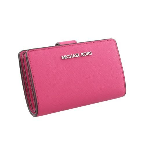 マイケルコース 二つ折り財布 レディース ジェット セット トラベル レザー ビルフォールド ジップ コインウォレット ピンク MICHAEL KORS 35R4STVF6L DRAGONFRUIT