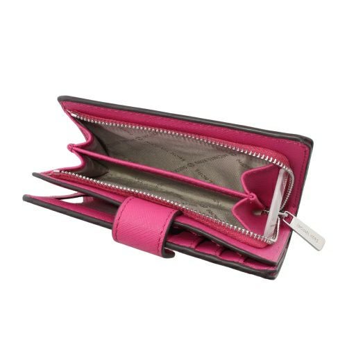 マイケルコース 二つ折り財布 レディース ジェット セット トラベル レザー ビルフォールド ジップ コインウォレット ピンク MICHAEL KORS 35R4STVF6L DRAGONFRUIT