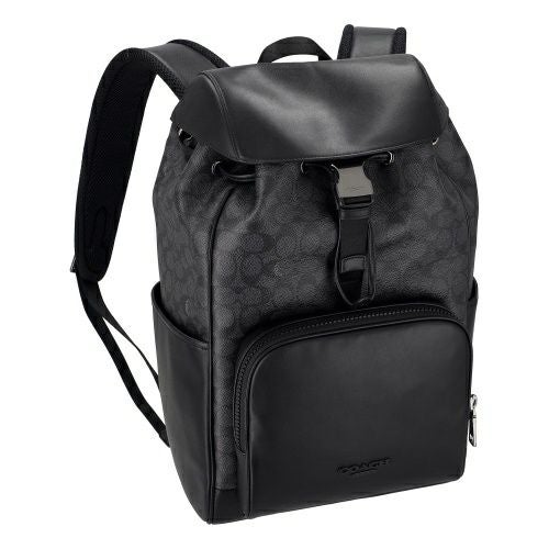 コーチ アウトレット バックパック リュックサック メンズ レーサー バックパック・シグネチャー キャンバス ブラック COACH OUTLET CT707 QBMI5 チャコール/ブラック