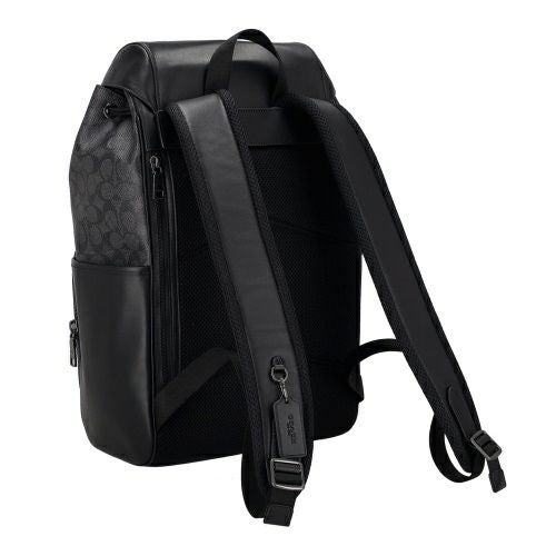 コーチ アウトレット バックパック リュックサック メンズ レーサー バックパック・シグネチャー キャンバス ブラック COACH OUTLET CT707 QBMI5 チャコール/ブラック