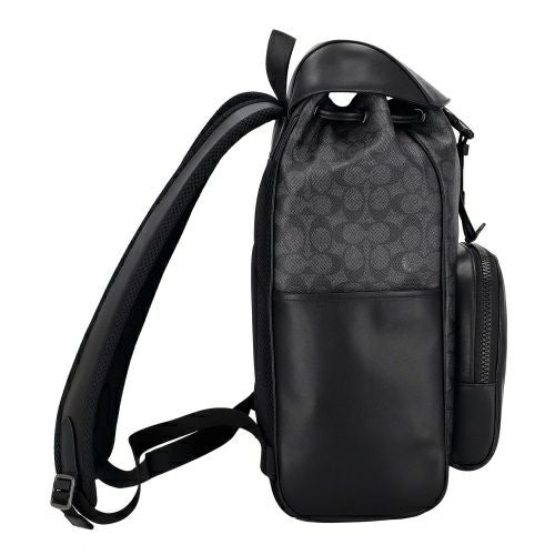 コーチ アウトレット バックパック リュックサック メンズ レーサー バックパック・シグネチャー キャンバス ブラック COACH OUTLET CT707 QBMI5 チャコール/ブラック