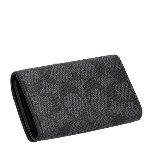 コーチ アウトレット キーケース メンズ ファイブ リング キー ケース・シグネチャー キャンバス ブラック COACH OUTLET CAR00 QBMI5 チャコール/ブラック