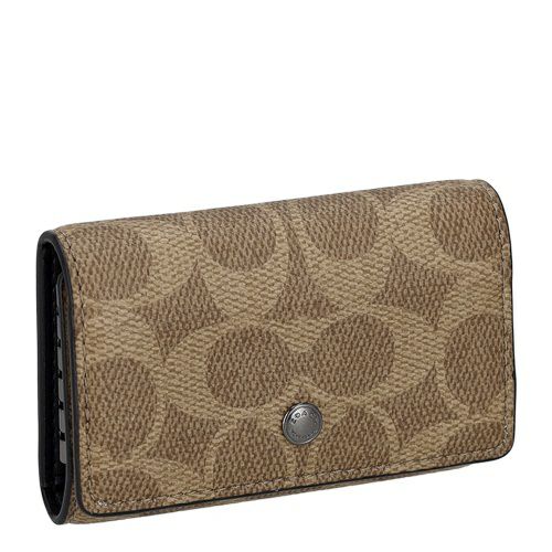 コーチ アウトレット キーケース メンズ ファイブ リング キー ケース・シグネチャー キャンバス ブラウン COACH OUTLET CAR00 QBTN2 タン