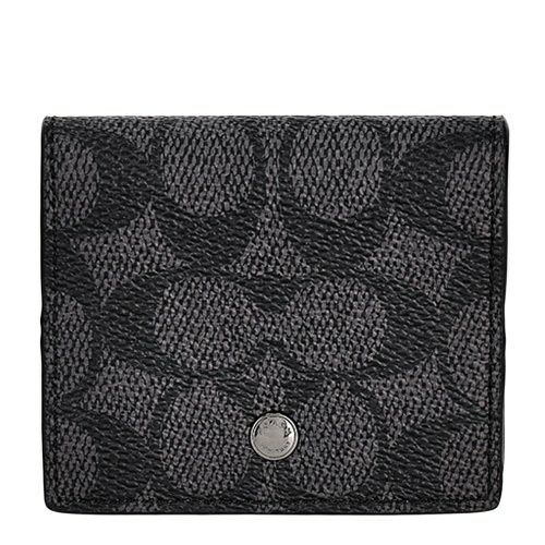 コーチ アウトレット コインケース メンズ フォールデッド コイン ケース・シグネチャー キャンバス ブラック COACH OUTLET CW360 QBMI5 チャコール/ブラック