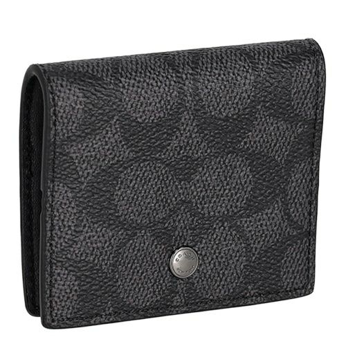 コーチ アウトレット コインケース メンズ フォールデッド コイン ケース・シグネチャー キャンバス ブラック COACH OUTLET CW360 QBMI5 チャコール/ブラック