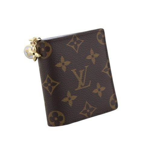 ルイヴィトン 二つ折り財布 モノグラム ポケットウォレット・LV チャーム ブラウン LOUIS VUITTON M14613 アズールブルー