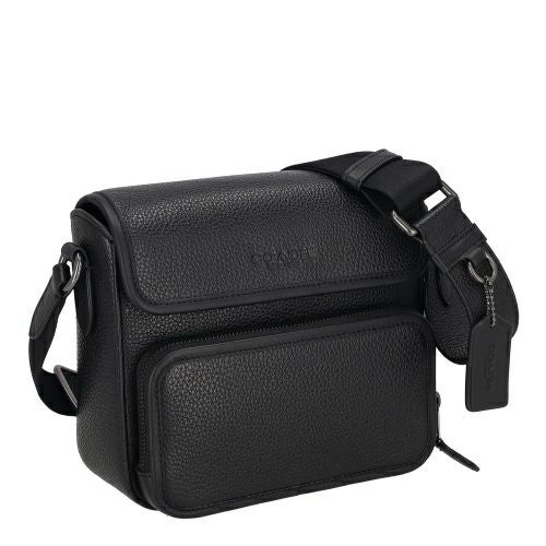 コーチ アウトレット ショルダーバッグ メンズ サリバン フラップ クロスボディ バッグ ブラック COACH OUTLET CY800 QB/BK