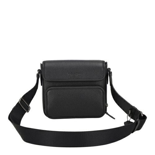 コーチ アウトレット ショルダーバッグ メンズ サリバン フラップ クロスボディ バッグ ブラック COACH OUTLET CY800 QB/BK