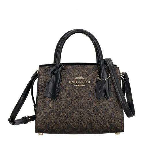 コーチ アウトレット ハンドバッグ レディース アンドレア キャリーオール バッグ・シグネチャー キャンバス ブラウン COACH OUTLET CV974 IMXAQ ウォルナット/ブラック