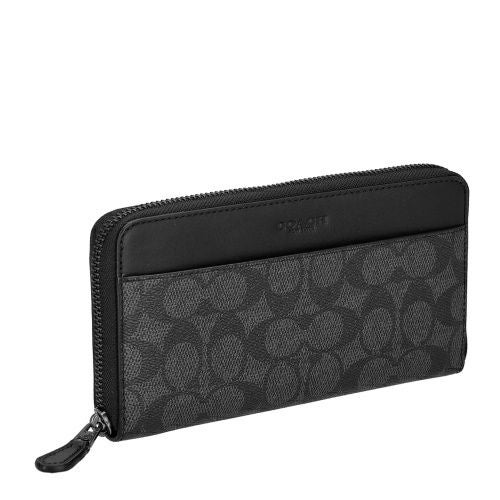 コーチ アウトレット 長財布 メンズ アコーディオン ウォレット・シグネチャー キャンバス ブラック COACH OUTLET CY405 QBMI5 チャコー/ブラック
