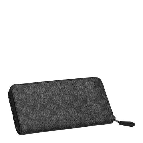 コーチ アウトレット 長財布 メンズ アコーディオン ウォレット・シグネチャー キャンバス ブラック COACH OUTLET CY405 QBMI5 チャコー/ブラック