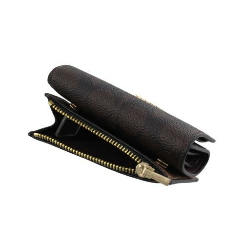 コーチ アウトレット 三つ折り財布 レディース カード ホルダー ウォレット・ブロックド シグネチャー キャンバス ブラウン COACH OUTLET CZ446 IMXI8 ウォルナット×タン