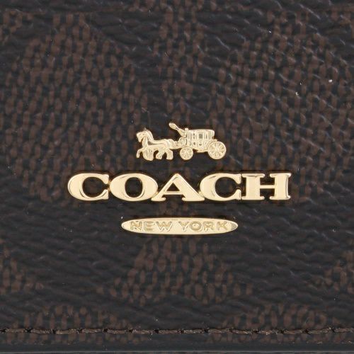 コーチ アウトレット 三つ折り財布 レディース カード ホルダー ウォレット・ブロックド シグネチャー キャンバス ブラウン COACH OUTLET CZ446 IMXI8 ウォルナット×タン