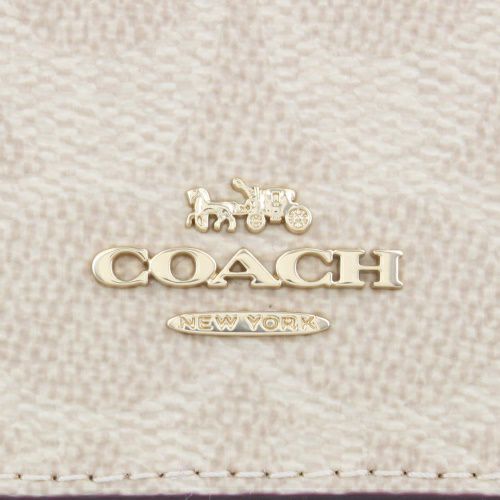 コーチ アウトレット 三つ折り財布 レディース カード ホルダー ウォレット・ブロックド シグネチャー キャンバス ベージュ COACH OUTLET CZ446 IMXI9 サンド/タン