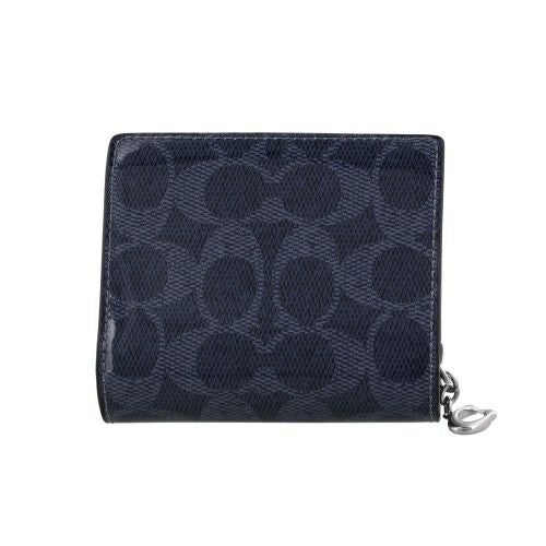 コーチ アウトレット 二つ折り財布 レディース スナップ ウォレット・シグネチャー キャンバス ネイビー COACH OUTLET CAP13 SV/D9 ダークデニム