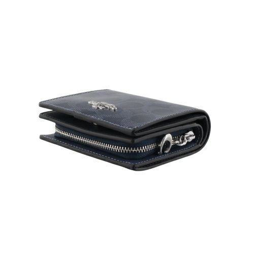 コーチ アウトレット 二つ折り財布 レディース スナップ ウォレット・シグネチャー キャンバス ネイビー COACH OUTLET CAP13 SV/D9 ダークデニム