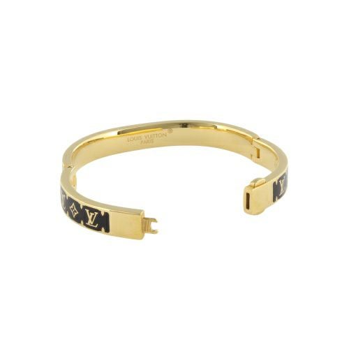 ルイヴィトン バングル ブレスレットナノグラム エナメル ゴールド LOUIS VUITTON M1675S BLACK