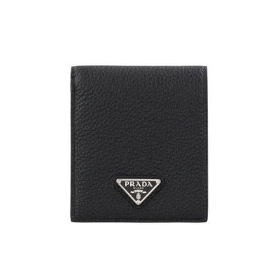 プラダ 二つ折り財布 メンズ トライアングルロゴ ブラック PRADA