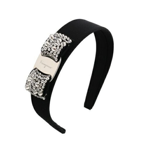 Salvatore Ferragamo 黒キラキラヘアカチューシャ フェラガモ ヘアアクセサリー カチューシャ レディース ブラック