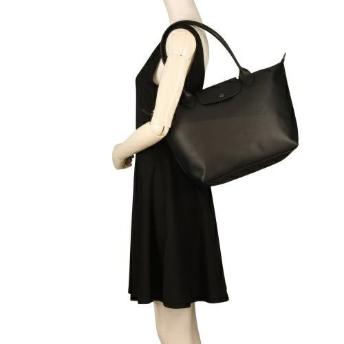 ロンシャン トートバッグ レディース ル プリアージュ エクストラ カウハイドレザー ショッピング バッグ M ブラック LONGCHAMP 2605 987 001 BLACK