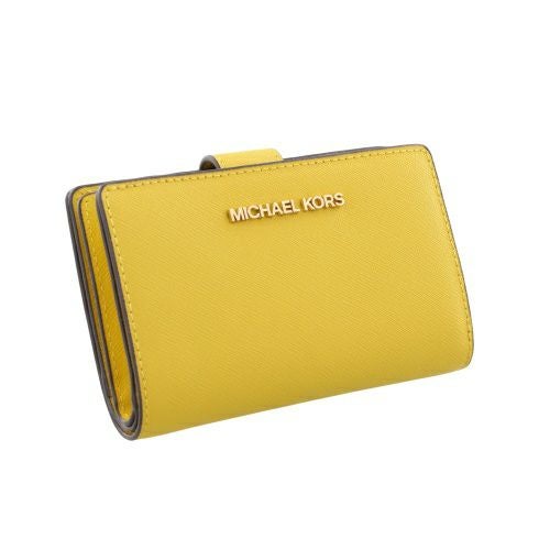 マイケルコース 二つ折り財布 レディース ジェット セット トラベル レザー ビルフォールド ジップ コインウォレット イエロー MICHAEL KORS 35F7GTVF2L HONEY