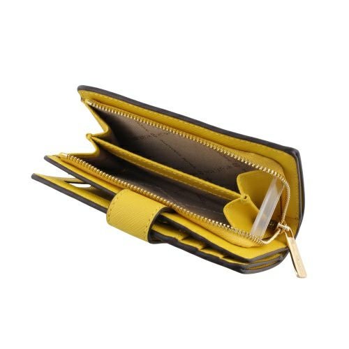 マイケルコース 二つ折り財布 レディース ジェット セット トラベル レザー ビルフォールド ジップ コインウォレット イエロー MICHAEL KORS 35F7GTVF2L HONEY