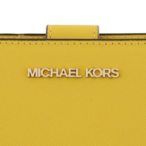 マイケルコース 二つ折り財布 レディース ジェット セット トラベル レザー ビルフォールド ジップ コインウォレット イエロー MICHAEL KORS 35F7GTVF2L HONEY