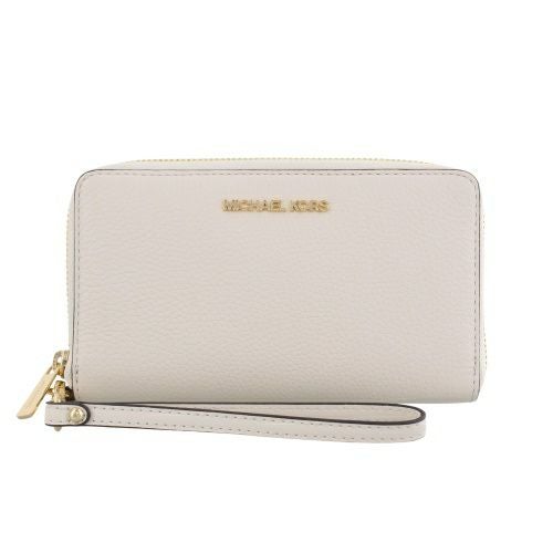 マイケルコース 二つ折り財布 レディース ジェット セット トラベル レザー ラージ フラット マルチファンクション フォン ウォレット ホワイト MICHAEL KORS 35S9GTVE7L LT CREAM