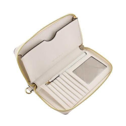 マイケルコース 二つ折り財布 レディース ジェット セット トラベル レザー ラージ フラット マルチファンクション フォン ウォレット ホワイト MICHAEL KORS 35S9GTVE7L LT CREAM