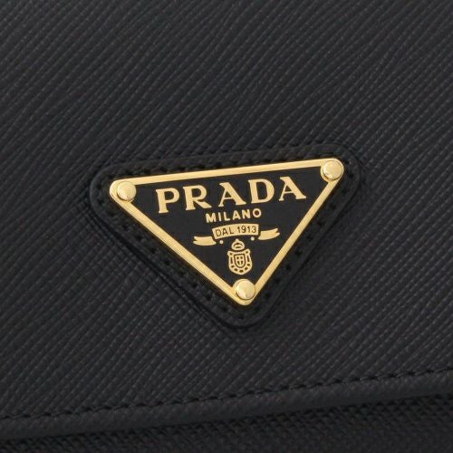 プラダ 三つ折り財布 レディース SAFFIANO TRIANGOLO ブラック PRADA